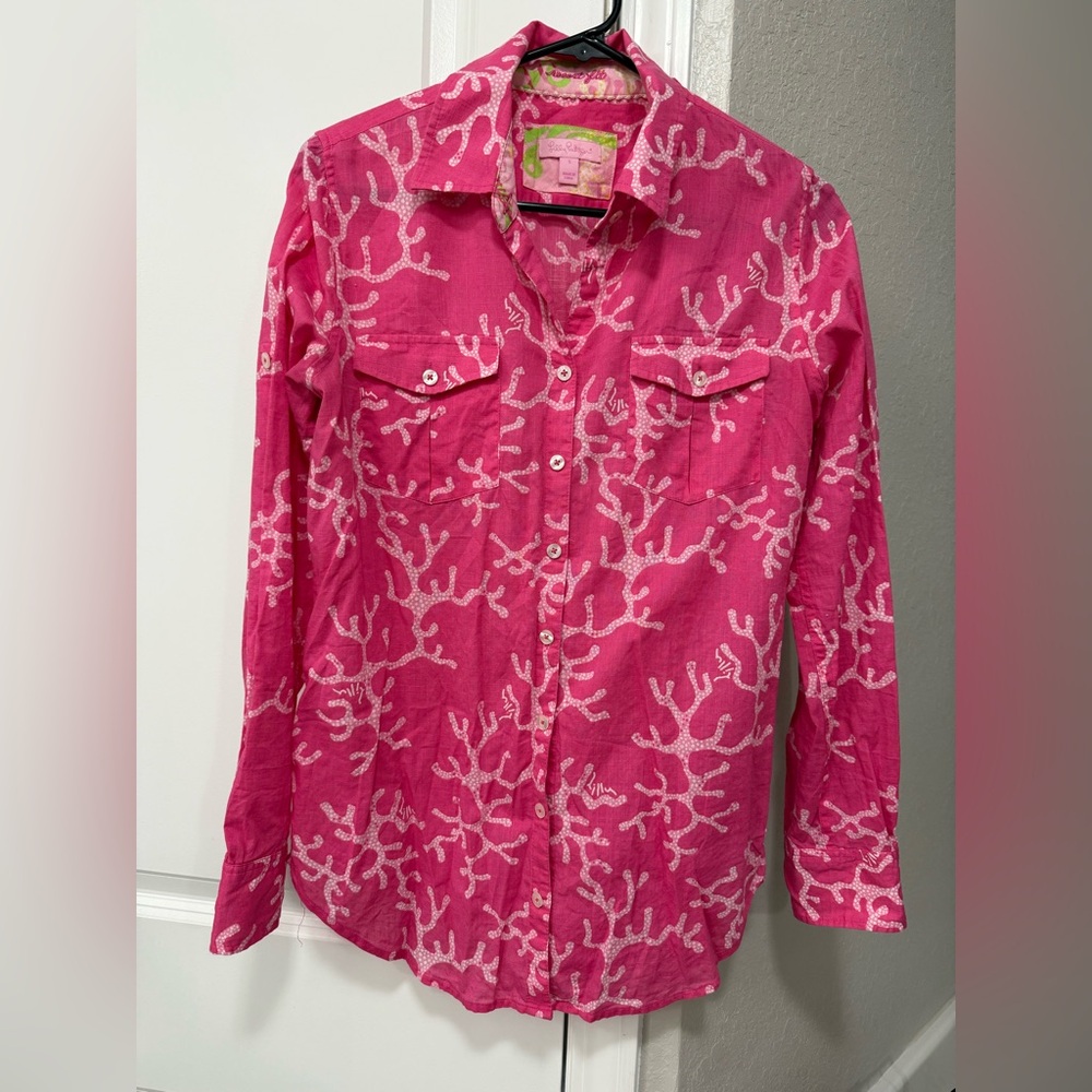 Lilly Pulitzer Pink Coral Button Down Shirt